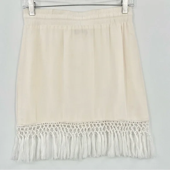 Amour Vert White Silk Macrame Crochet Mini Skirt S - Picture 7 of 7